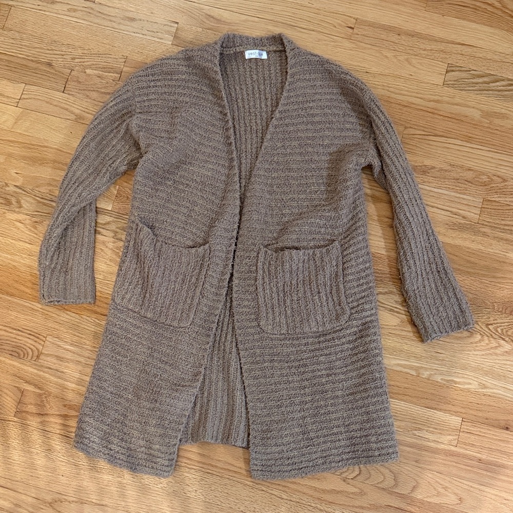 Vestique Taupe Open-Front Cardigan